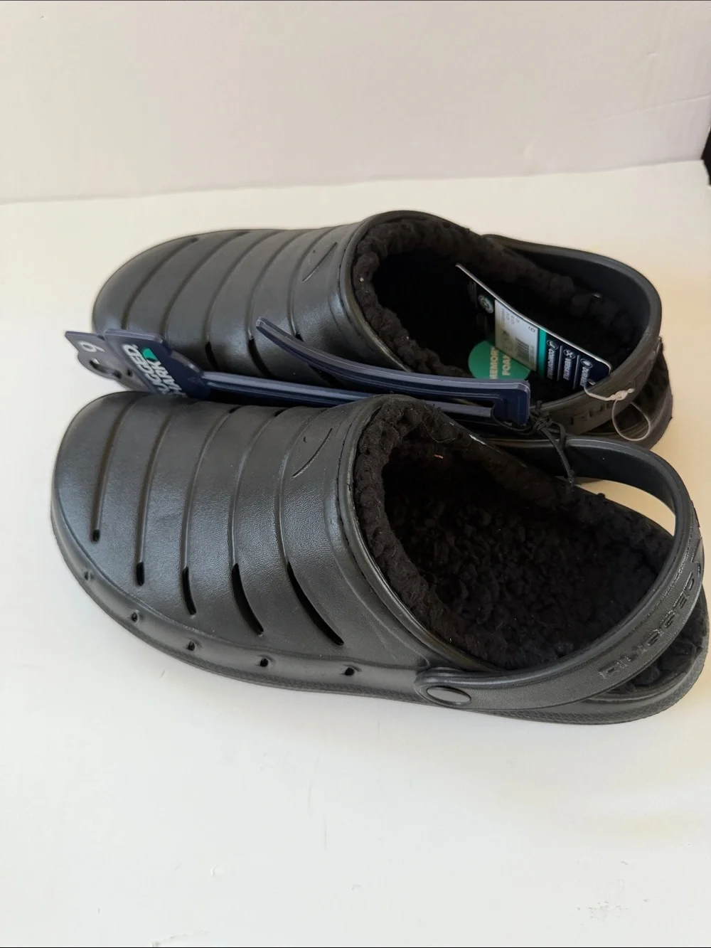 New Men’s Rugged Shark Clog Sherpa Lined Sandals